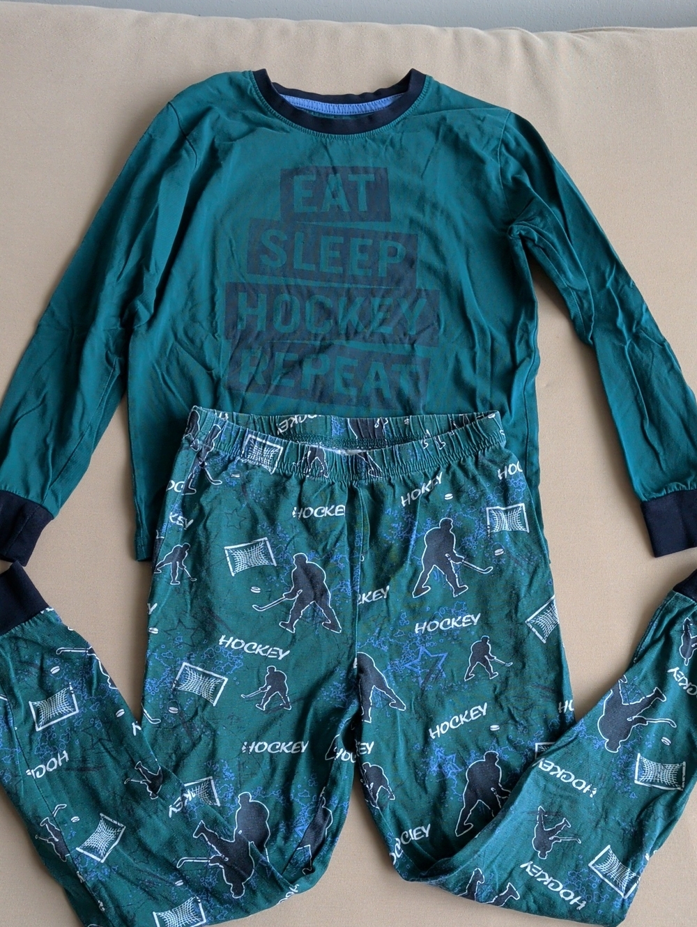 Kids 'Eat Sleep Hockey Repeat' Pajama Set 7-8